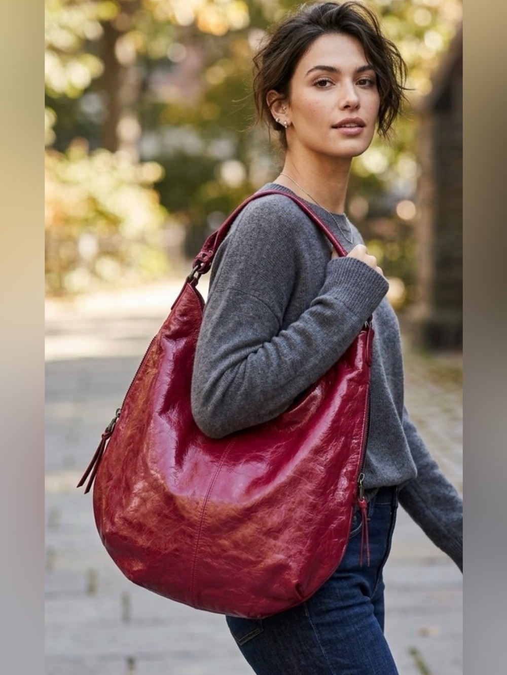 Hobo International berry leather shoulder bag